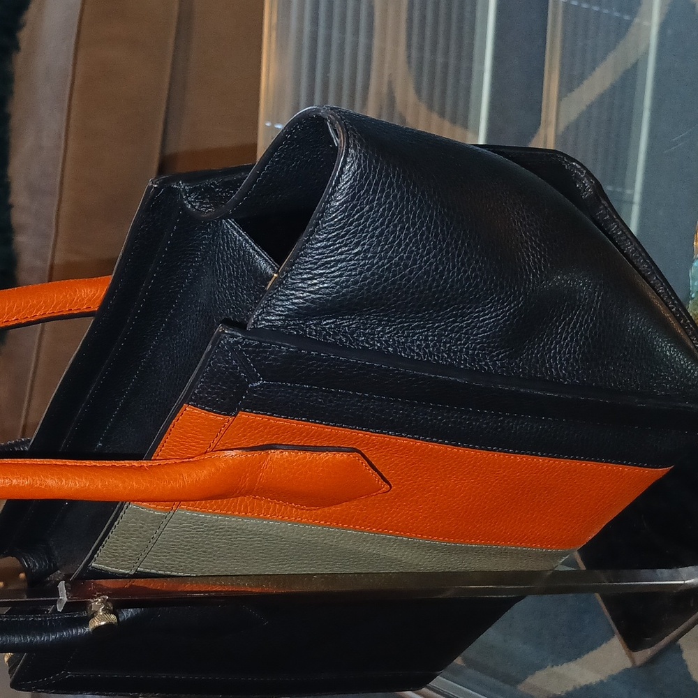 Henri Bendel Rare Tricolor Black, Orange, and Gray Large Tote - Picture 6 of 13